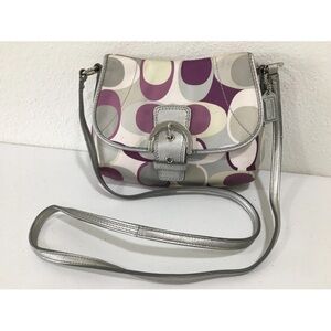 Coach Signature Soho Scarf Print Buckle Flap Swingpack Crossbody Bag Shoulder